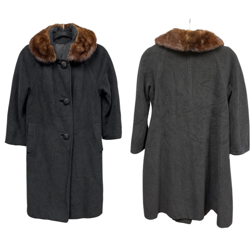 Vintage YouthCraft A-Line Wool Coat with Fur Collar
